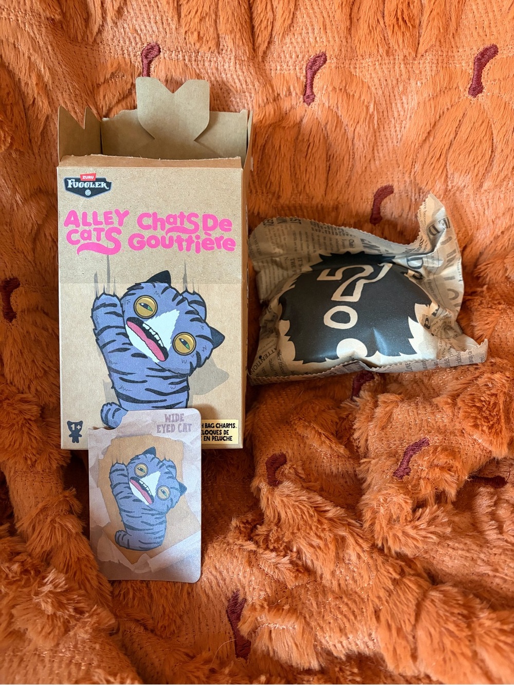 Fuggler Alley Cats Keychain Plush - Wide Eyed Cat